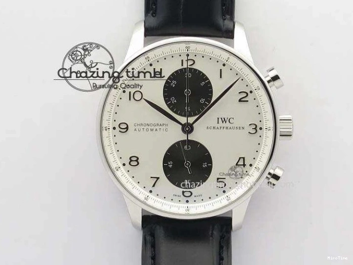 MIROTIME 1222 Portuguese Tourbillon IW504602 RG ZF Best Edition White Dial on Brown Leather Strap Stretchable 7178